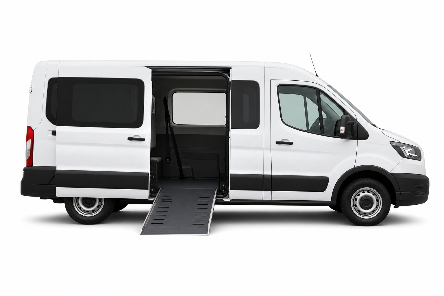 Wheelchair-accessible van with ramp